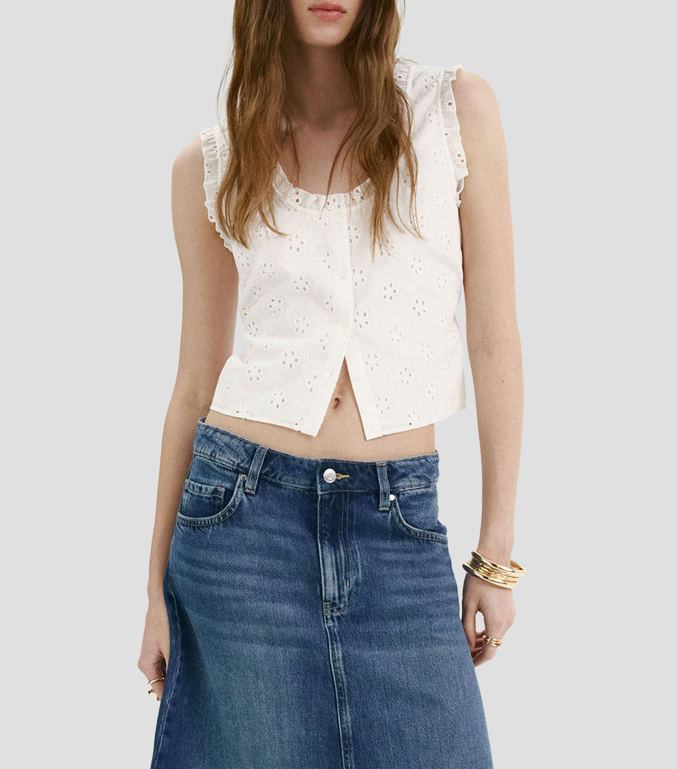 Blusa lisa sin mangas Mujer